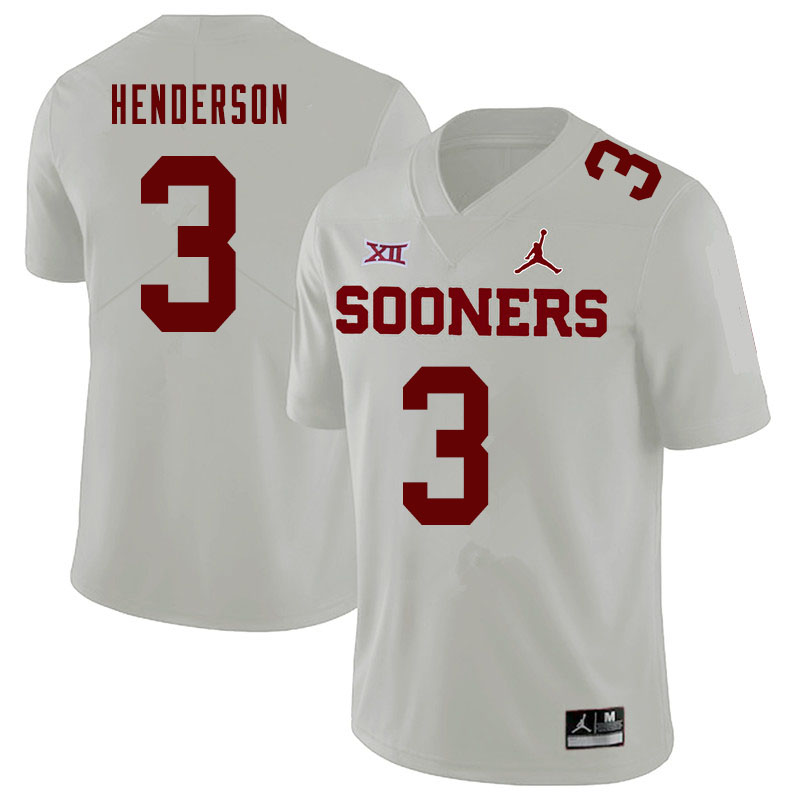 Jordan Brand Men #3 Mikey Henderson Oklahoma Sooners College Football Jerseys Sale-White
